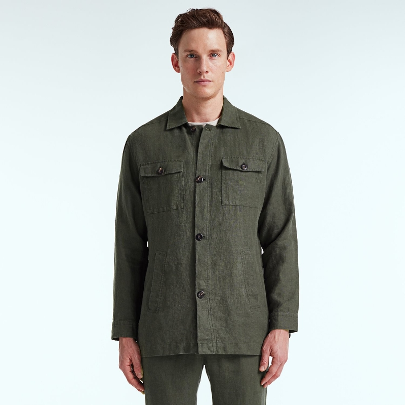 Bluemint | Linen overshirt khaki overshirts