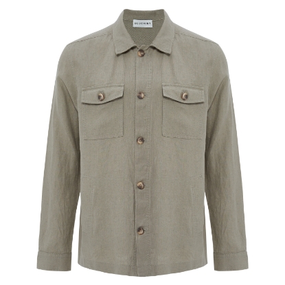 LINEN OVERSHIRT DIM GREEN