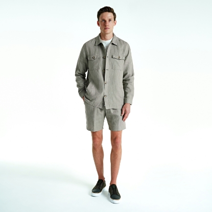 LINEN OVERSHIRT DIM GREEN