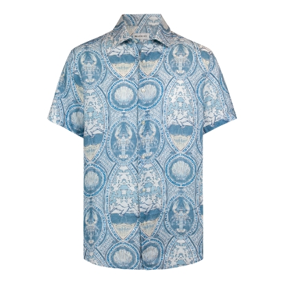 LUCA SHORT SLEEVE PRINTED BLUE CAPRI