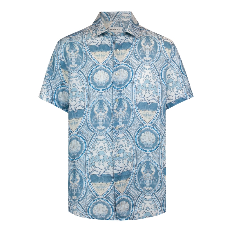 LUCA SHORT SLEEVE PRINTED BLUE CAPRI