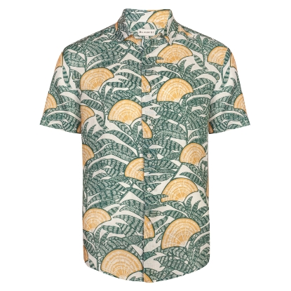 LUCA SHORT SLEEVE PRINTED JADE LEAVES