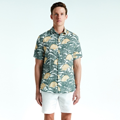 LUCA SHORT SLEEVE PRINTED JADE LEAVES