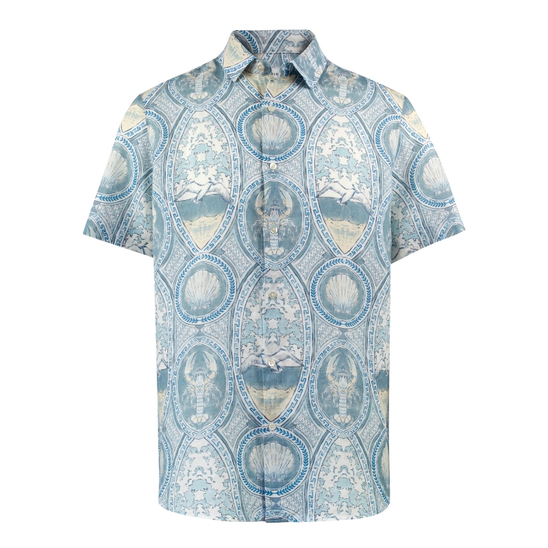LUCA SHORT SLEEVE PRINTED BLUE CAPRI	